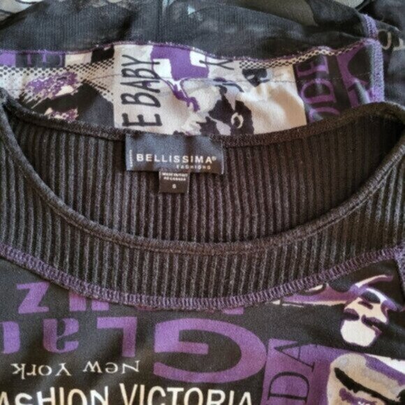 Bellissima Mixed Media Print Tunic Top Sz Small - Picture 5 of 8